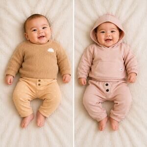 Baby Outfit Bundle 3-6M Cloud Island Sweater Set and Easy Peasy Sweatshirt set